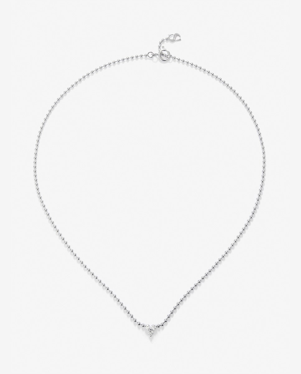 Cadena con colgante de oro blanco de 18k con 3 diamantes en talla brillante con un total de 0,18 cts - SUAREZ - Blanco Blanco-1