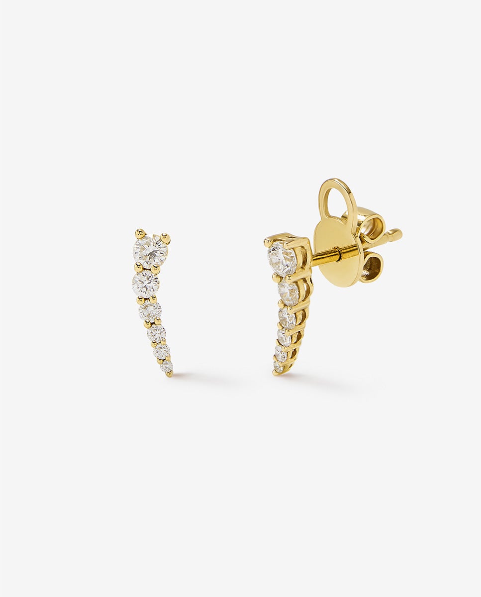 Pendientes trepadores de oro amarillo de 18K con 12 diamantes en talla brillante - SUAREZ - Oro Oro-1
