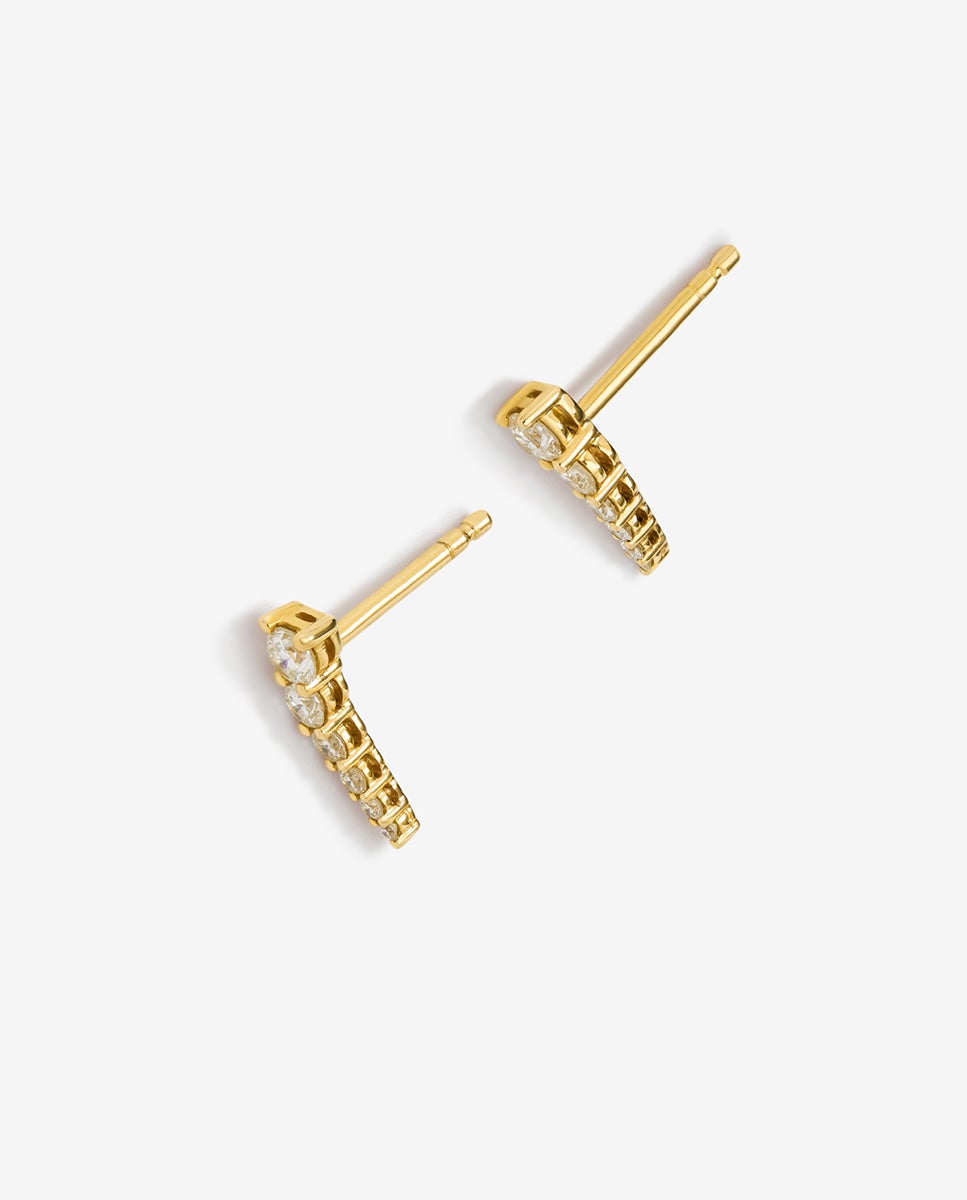 Pendientes trepadores de oro amarillo de 18K con 12 diamantes en talla brillante - SUAREZ - Oro Oro-3