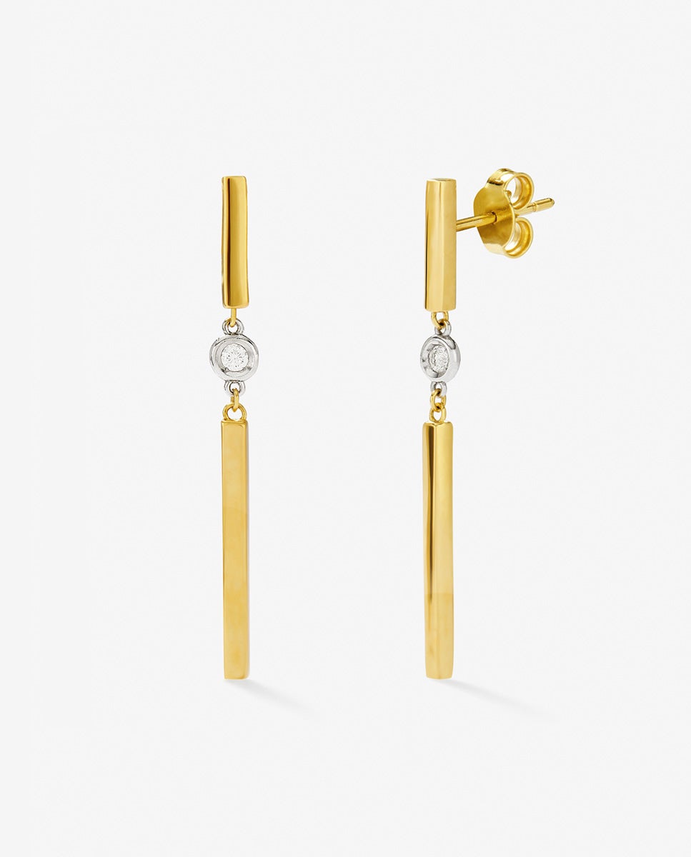 Imagen 0 de Pendientes de oro amarillo de 18k con diamantes en talla brillante de 0,07 cts Blanco