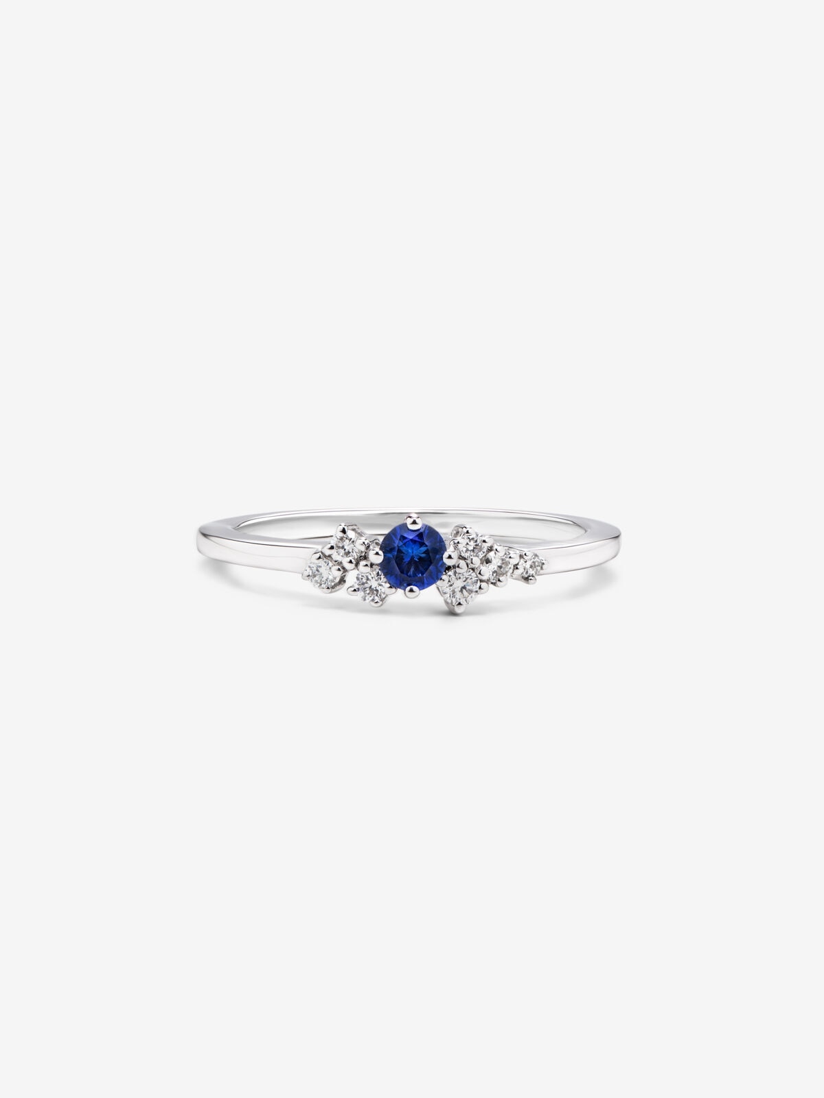 Anillo de oro blanco de 18k con zafiro y diamantes - SUAREZ - Azul Azul-3