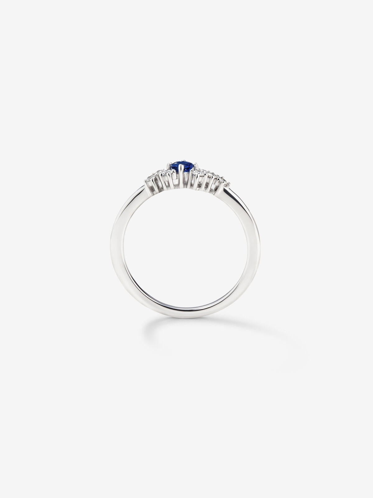 Anillo de oro blanco de 18k con zafiro y diamantes - SUAREZ - Azul Azul-5