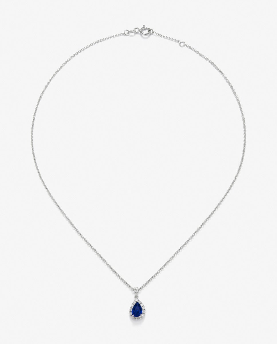 Colgante de oro blanco de 18k con zafiro azul - SUAREZ - Blanco / Azul Blanco / Azul-1