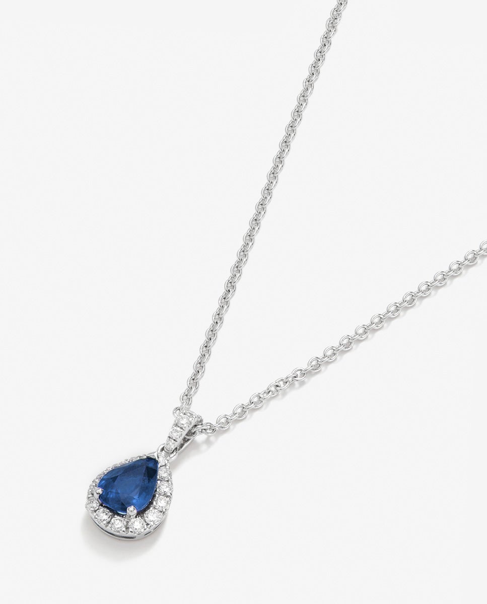 Colgante de oro blanco de 18k con zafiro azul - SUAREZ - Blanco / Azul Blanco / Azul-2