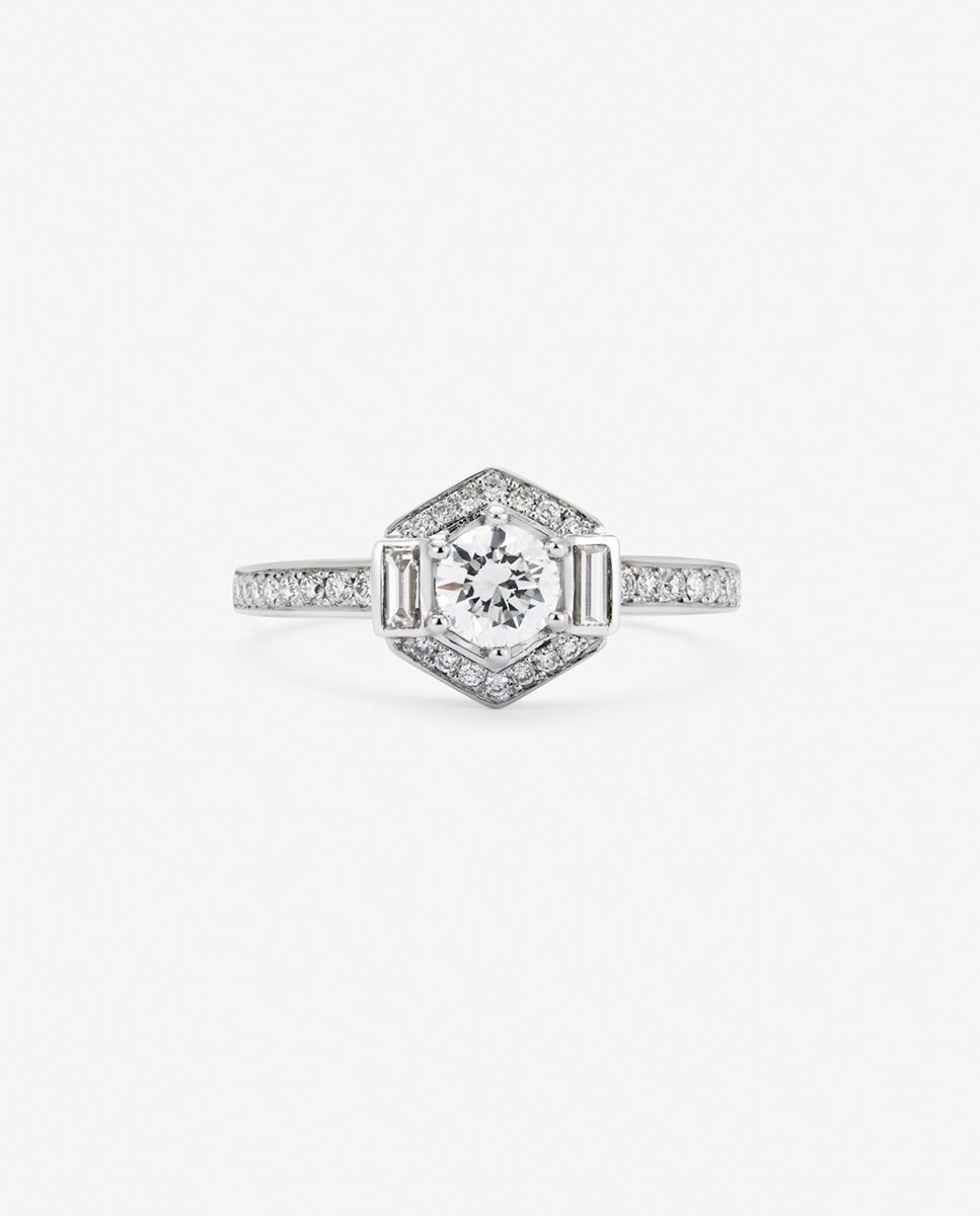 Anillo de oro blanco de 18K con diamantes color H y pureza VVS1 - SUAREZ - Blanco Blanco-3