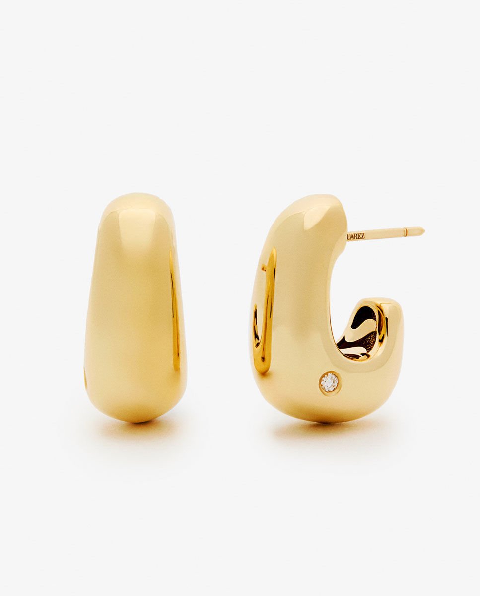 Imagen 0 de Pendientes grandes de aro de oro amarillo 18K con diamantes Oro