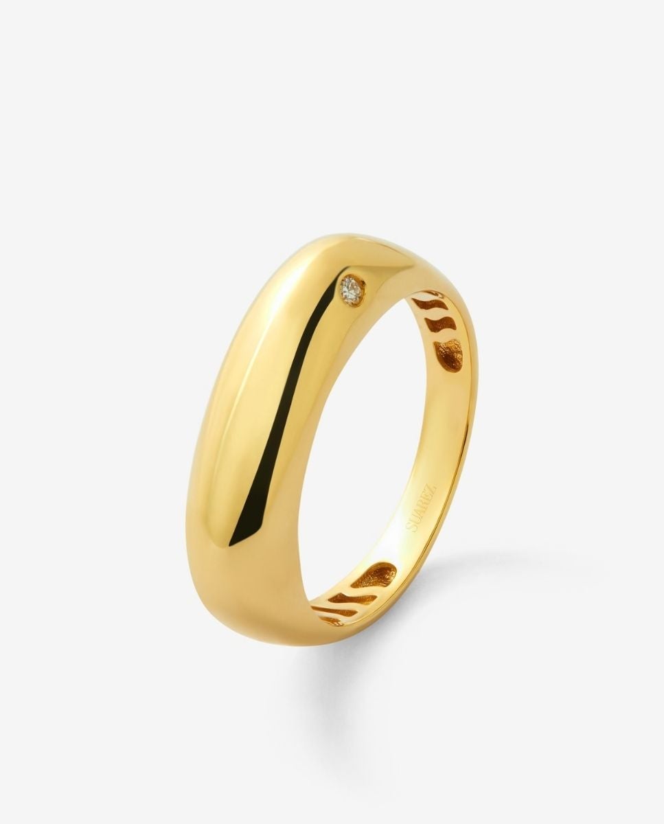 Imagen 0 de Anillo de oro amarillo de 18k con diamante en talla brillante de 0,01 cts Blanco