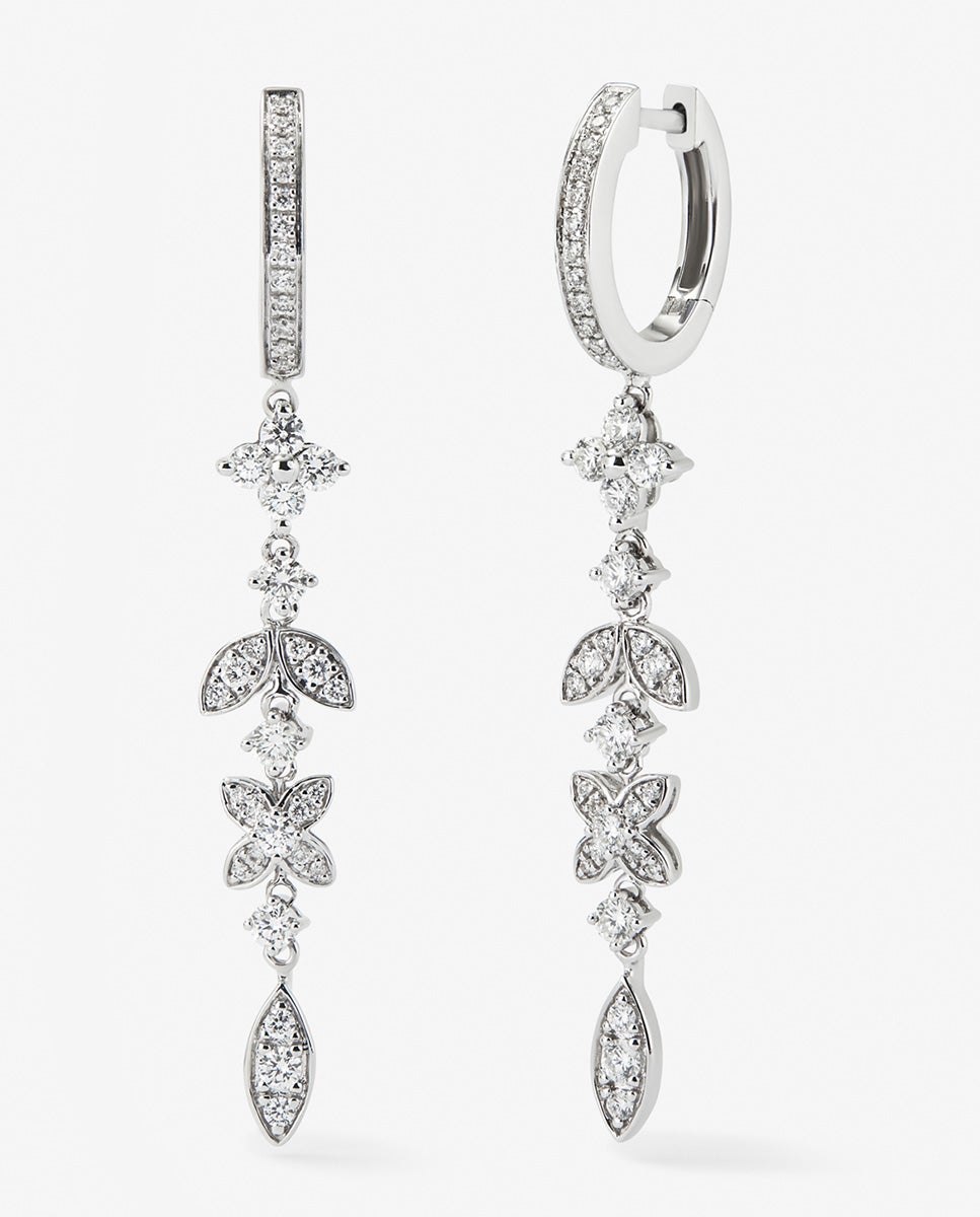 Pendientes de oro blanco de 18k con 70 diamantes en talla brillante con un total de 0,75 cts - SUAREZ - Blanco Blanco-1