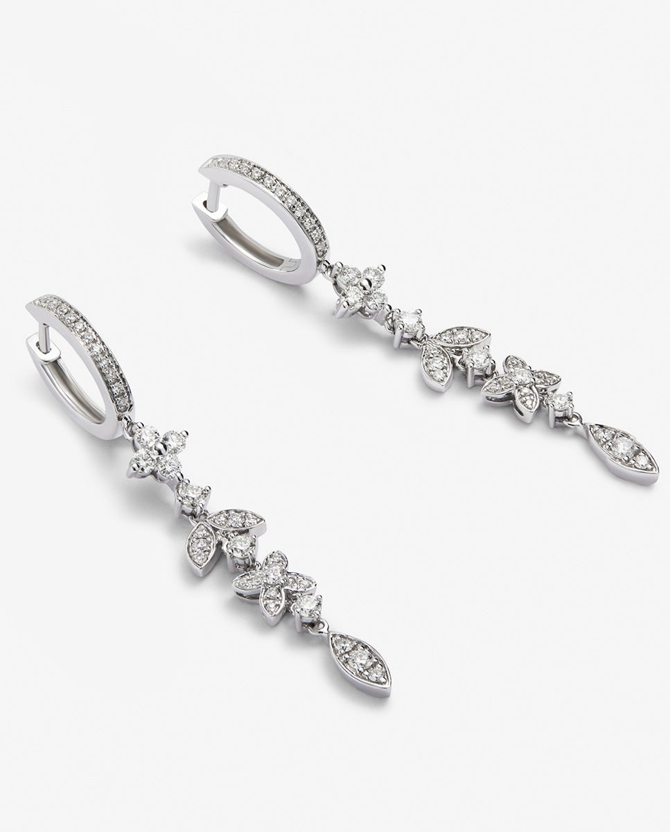 Pendientes de oro blanco de 18k con 70 diamantes en talla brillante con un total de 0,75 cts - SUAREZ - Blanco Blanco-3