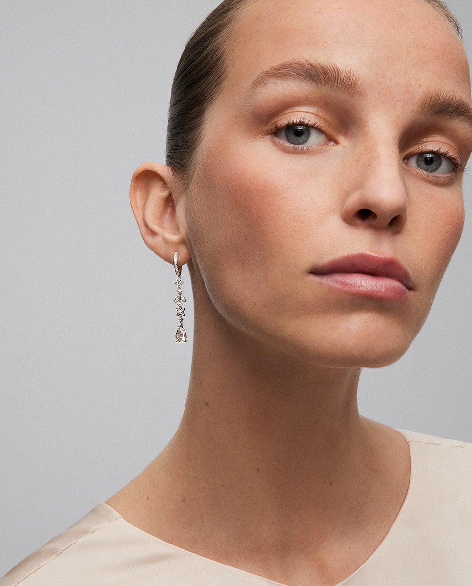 Pendientes de oro blanco de 18K Blanco-2 ideales para pendientes para novias