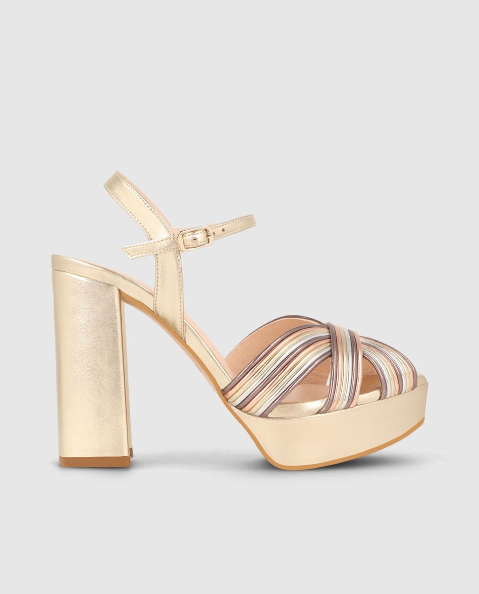 Sandalias de plataforma de mujer en piel metalizada color dorado - Lodi - Oro Oro-1