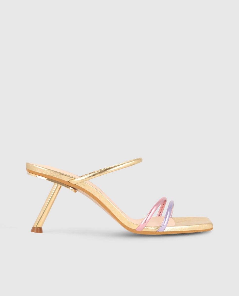 Sandalias de tacón de mujer en piel metalizada color dorado - Lodi - Multicolor Multicolor-1
