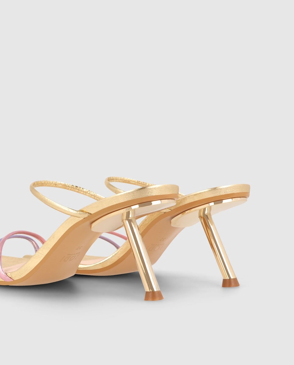 Sandalias de tacón de mujer en piel metalizada color dorado - Lodi - Multicolor Multicolor-3