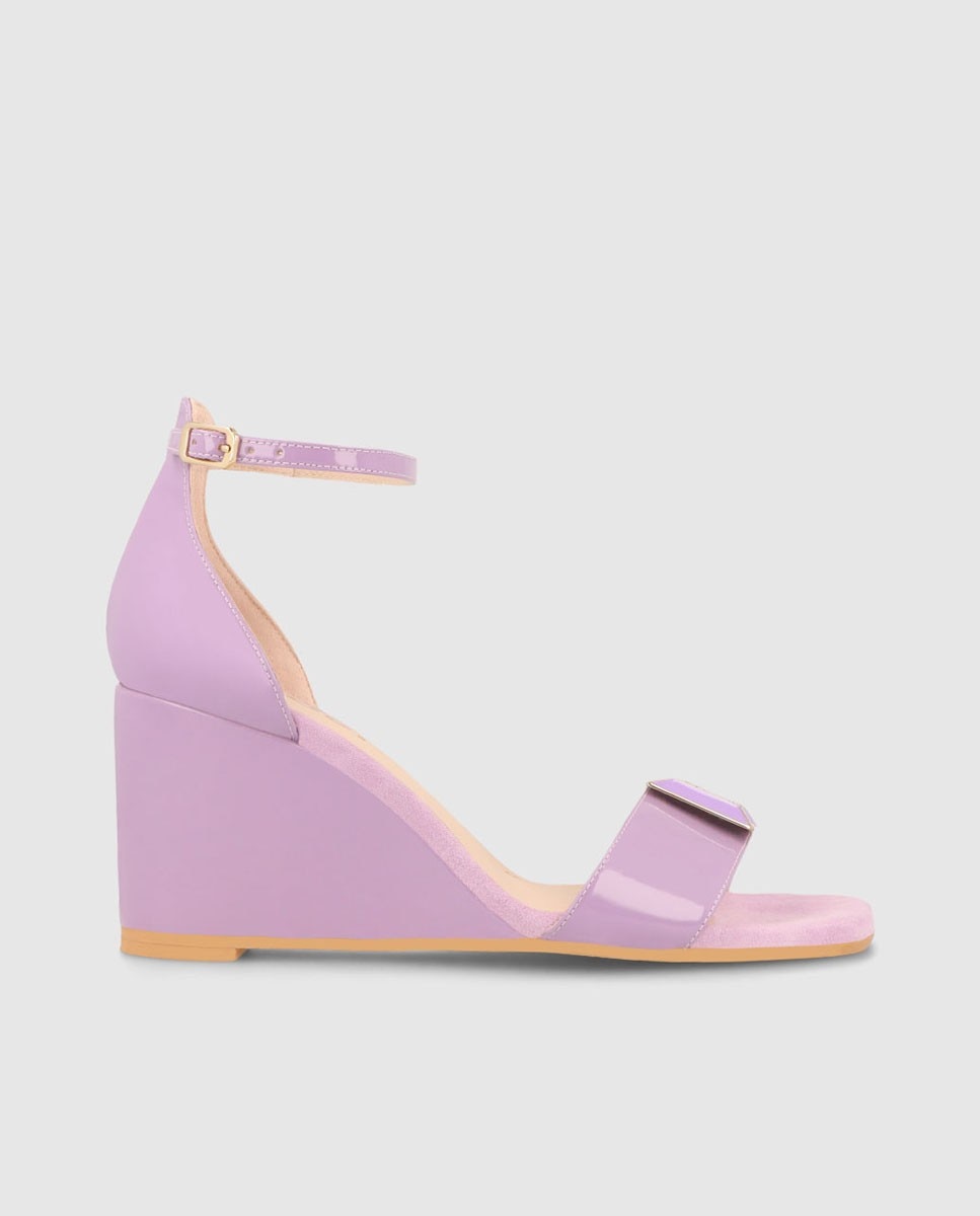 Sandalias de cuña de mujer en charol y ante color - Lodi - Lila Lila-1