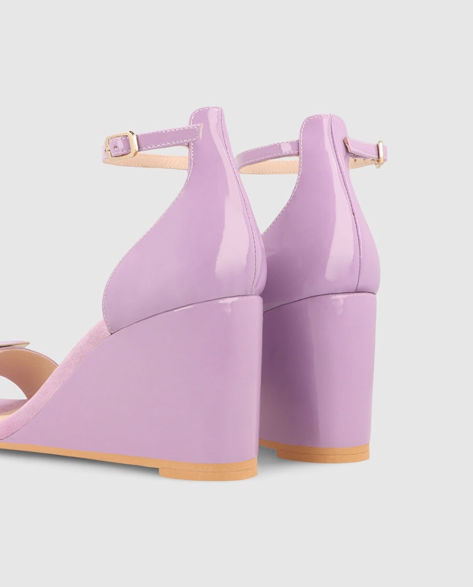 Sandalias de cuña de mujer en charol y ante color - Lodi - Lila Lila-3