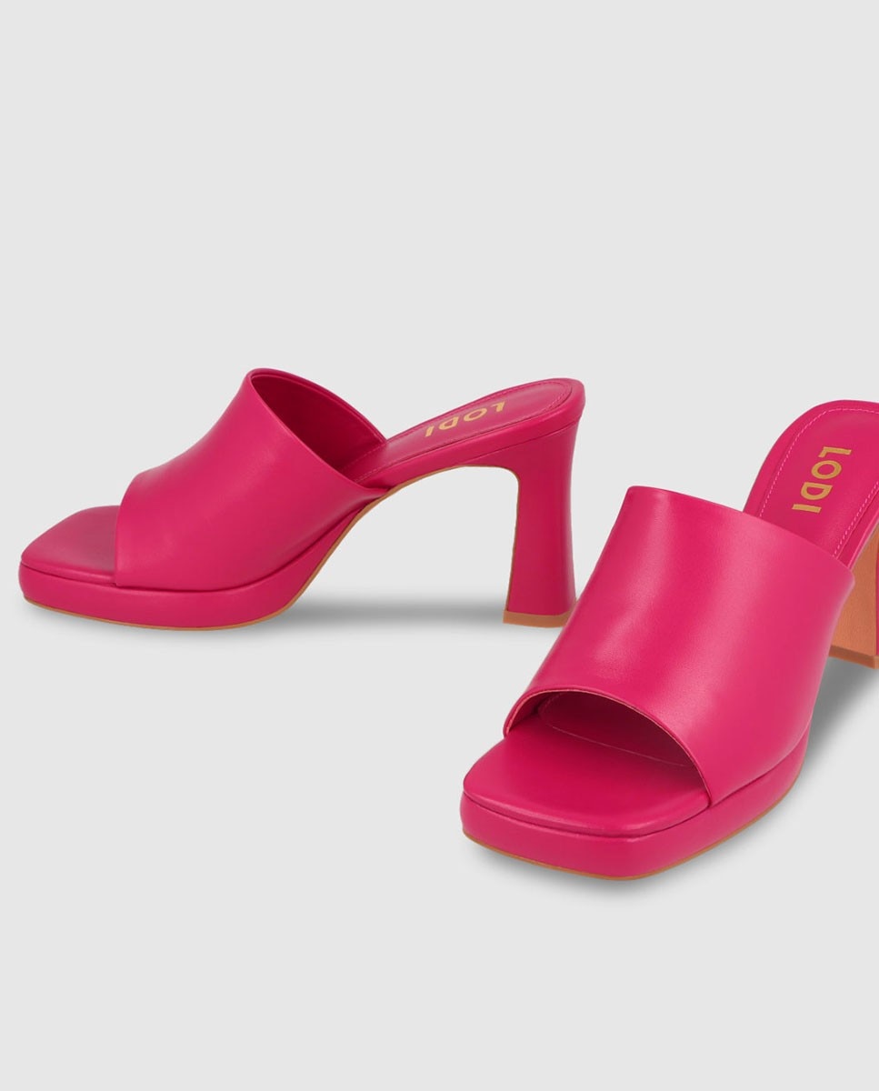 Sandalias de tacón de mujer en piel color - Lodi - Fucsia Fucsia-4