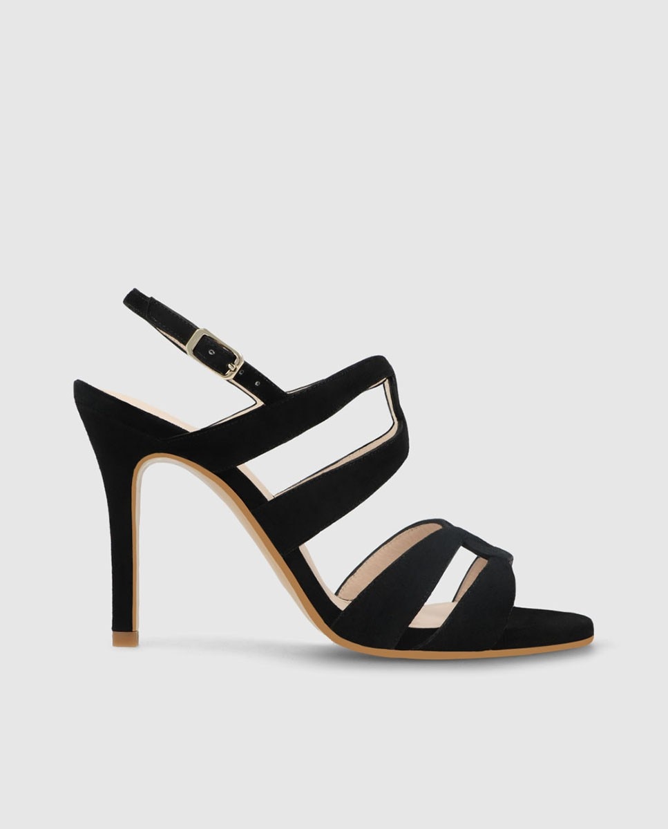 Sandalias de tacón de mujer en ante color - Lodi - Negro Negro-1