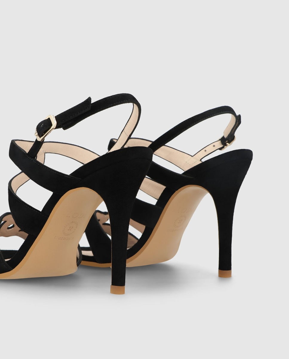 Sandalias de tacón de mujer en ante color - Lodi - Negro Negro-2