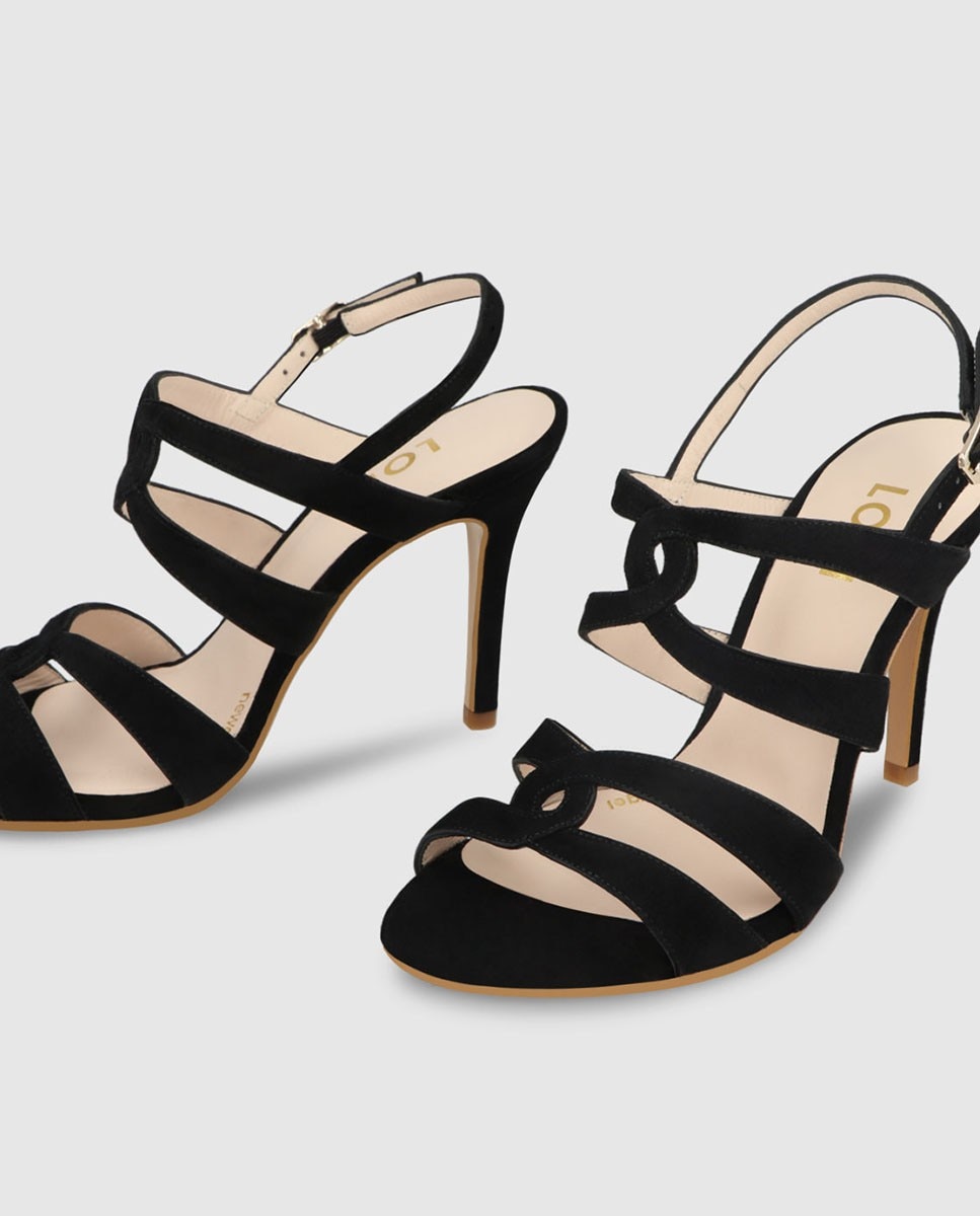 Sandalias de tacón de mujer en ante color - Lodi - Negro Negro-4