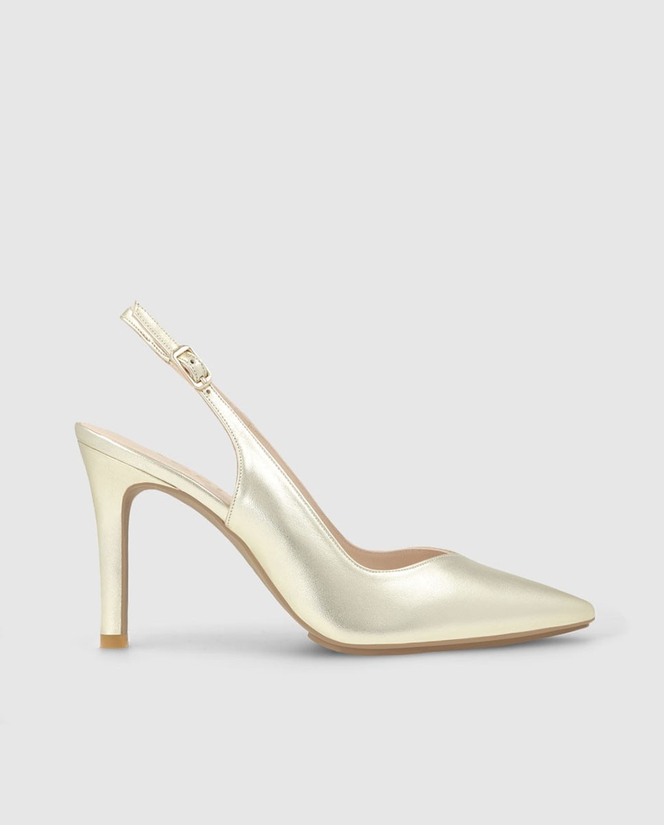 Zapatos de salón destalonados de mujer en piel metalizada - Lodi - Dorado Dorado-1