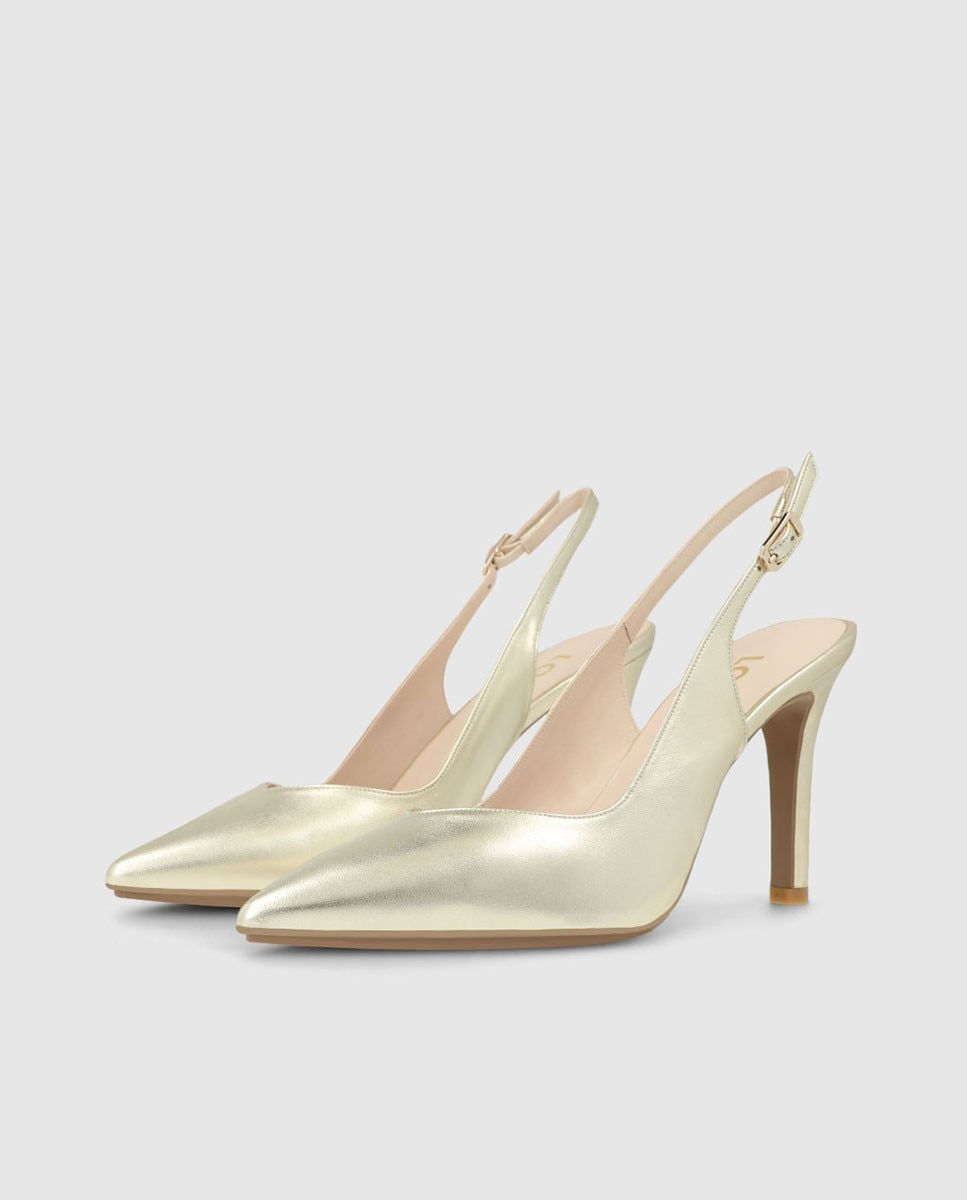 Zapatos de salón destalonados de mujer en piel metalizada - Lodi - Dorado Dorado-3
