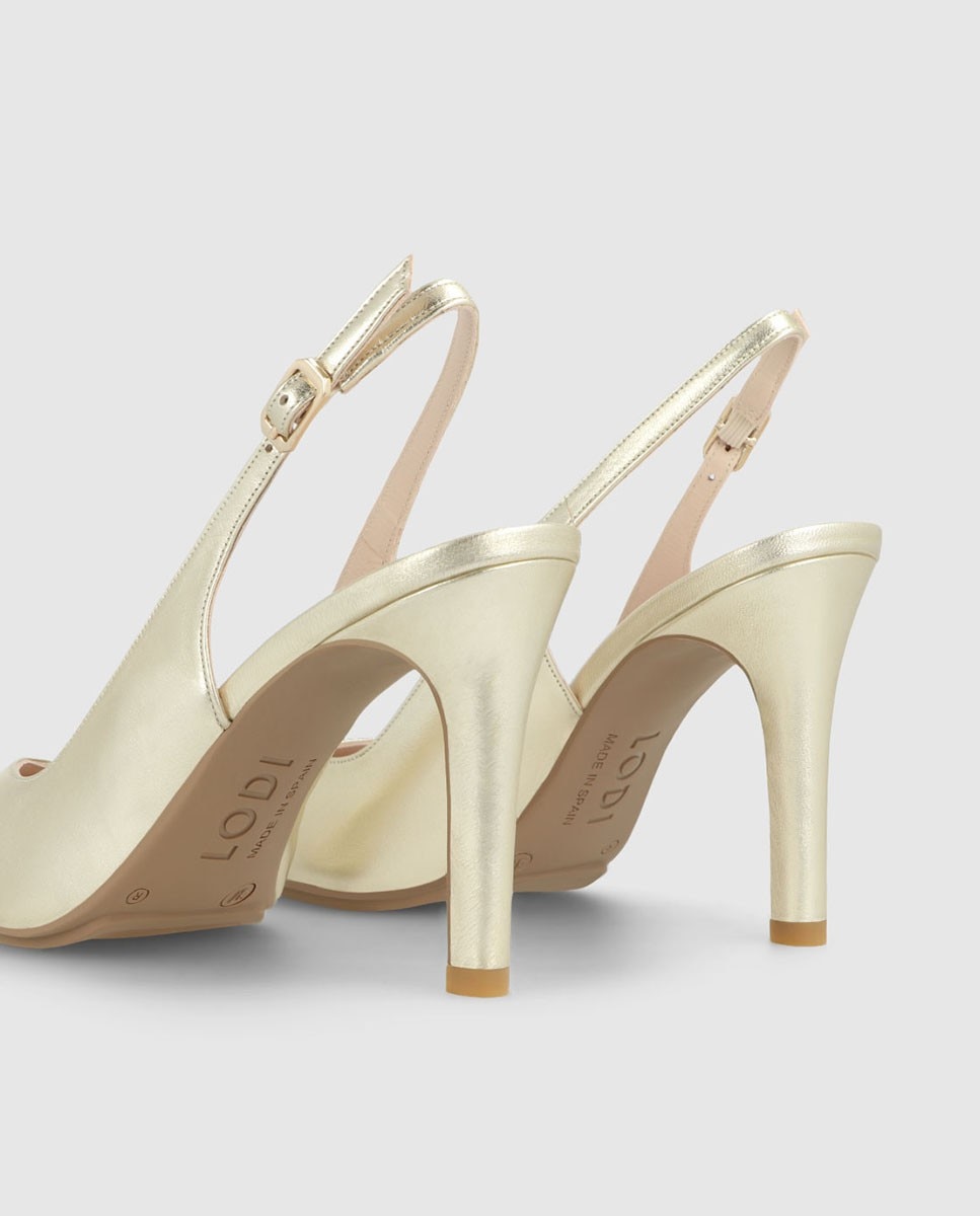 Zapatos de salón destalonados de mujer en piel metalizada - Lodi - Dorado Dorado-2