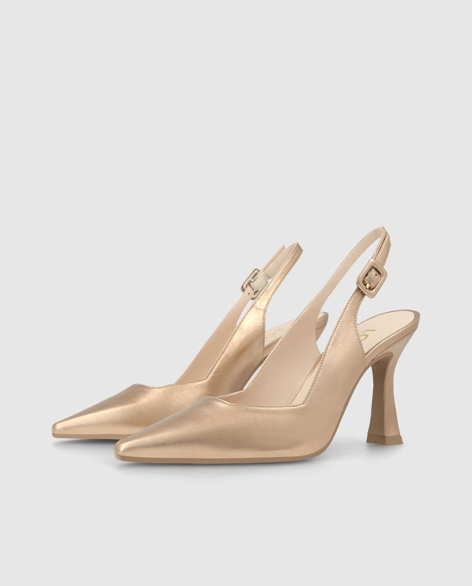 Zapatos de salón destalonados de mujer en piel metalizada - Lodi - Dorado Dorado-3