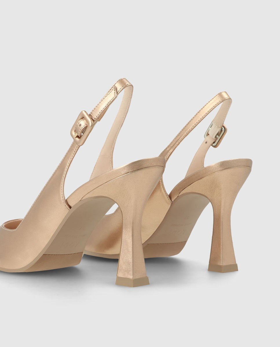 Zapatos de salón destalonados de mujer en piel metalizada - Lodi - Dorado Dorado-2