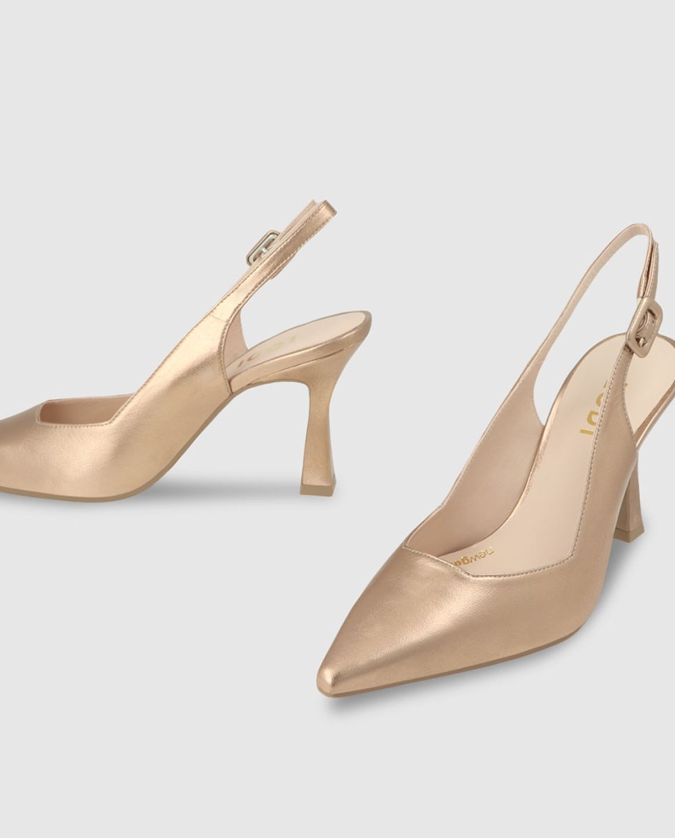 Zapatos de salón destalonados de mujer en piel metalizada - Lodi - Dorado Dorado-4