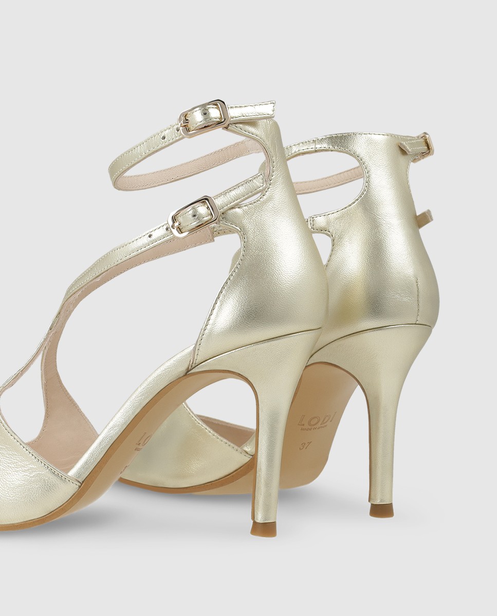 Imagen 2 de Sandalias de mujer en piel metalizada con tacón - Lodi - Oro Oro