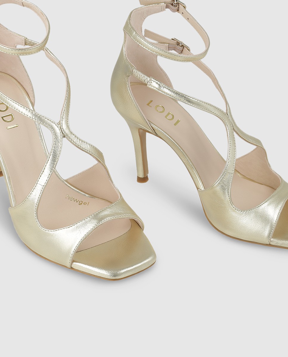 Imagen 4 de Sandalias de mujer en piel metalizada con tacón - Lodi - Oro Oro