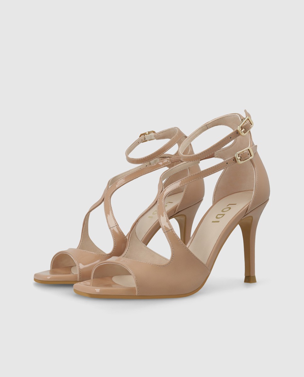 Imagen 4 de Sandalias de mujer en piel metalizada con tacón - Lodi - Beige Beige