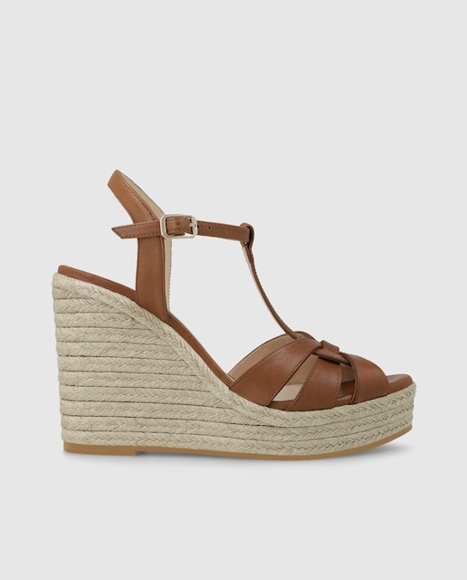 Imagen 0 de Sandalias de cuña de mujer en piel