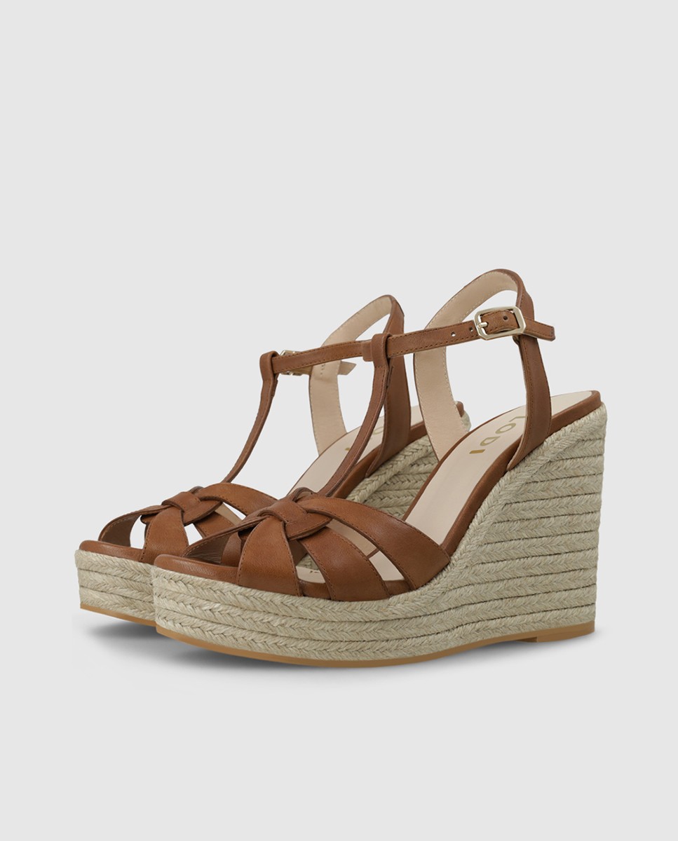 Sandalias de plataforma de mujer en piel - Lodi - Marrón Marrón-3