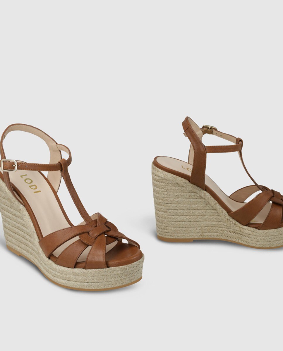 Sandalias de plataforma de mujer en piel - Lodi - Marrón Marrón-4