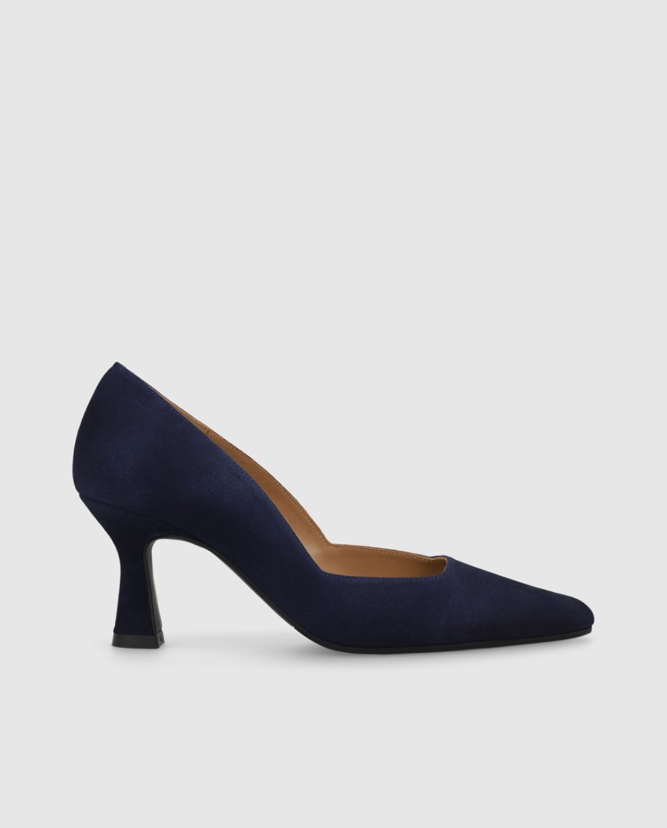 Zapatos de salón de mujer en ante y escote cuadrado - Lodi - Azul marino Azul marino-1