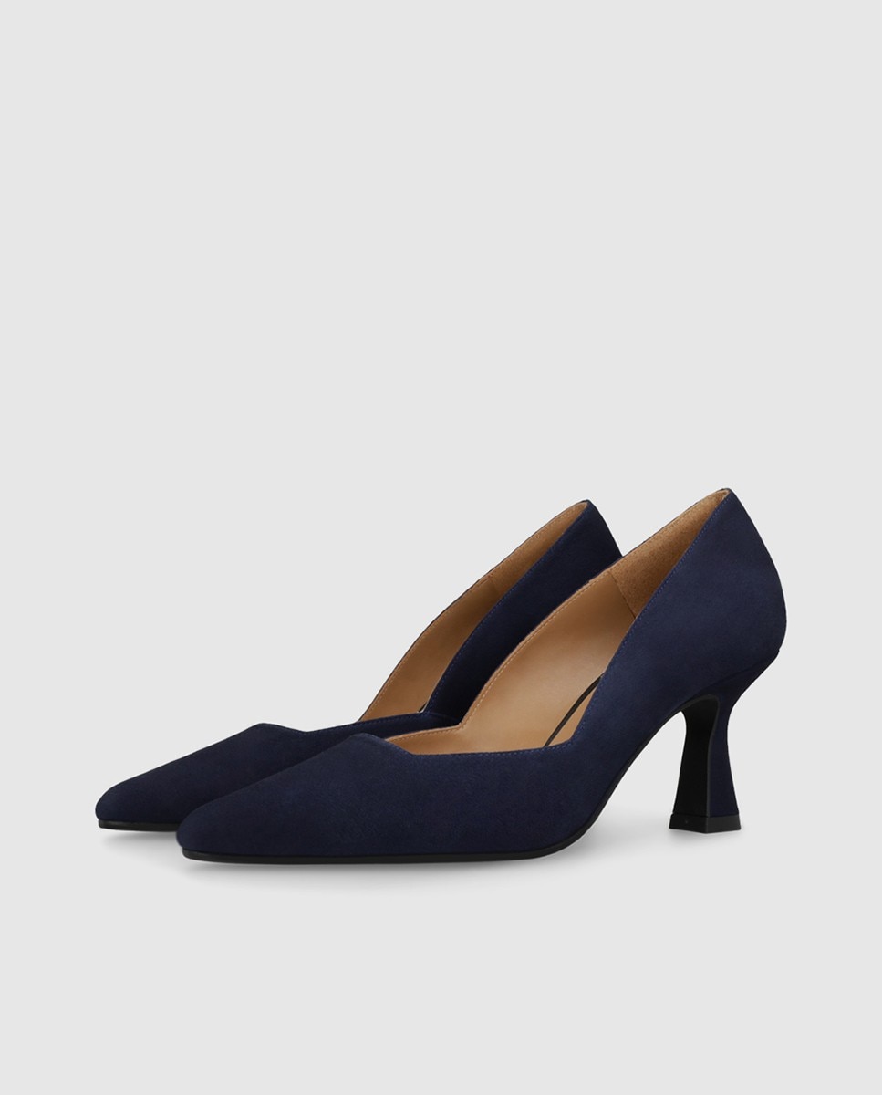 Zapatos de salón de mujer en ante y escote cuadrado - Lodi - Azul marino Azul marino-3