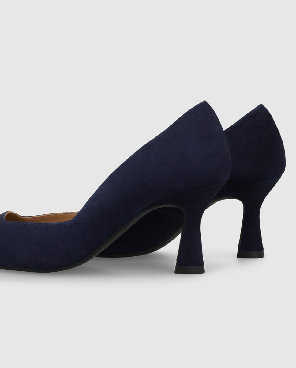 Zapatos de salón de mujer en ante y escote cuadrado - Lodi - Azul marino Azul marino-2