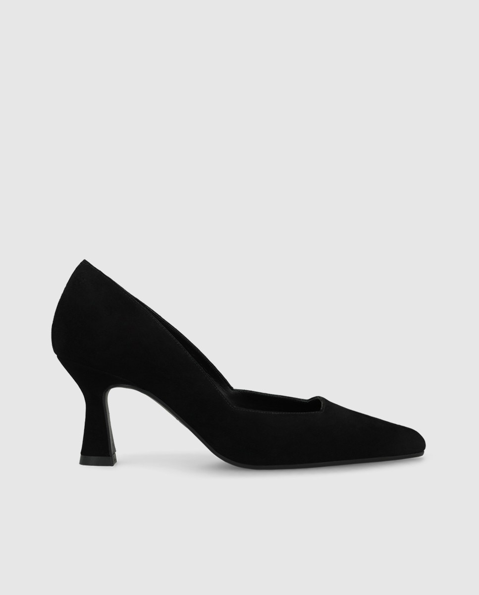 Zapatos de salón de mujer en ante y escote cuadrado - Lodi - Negro Negro-1