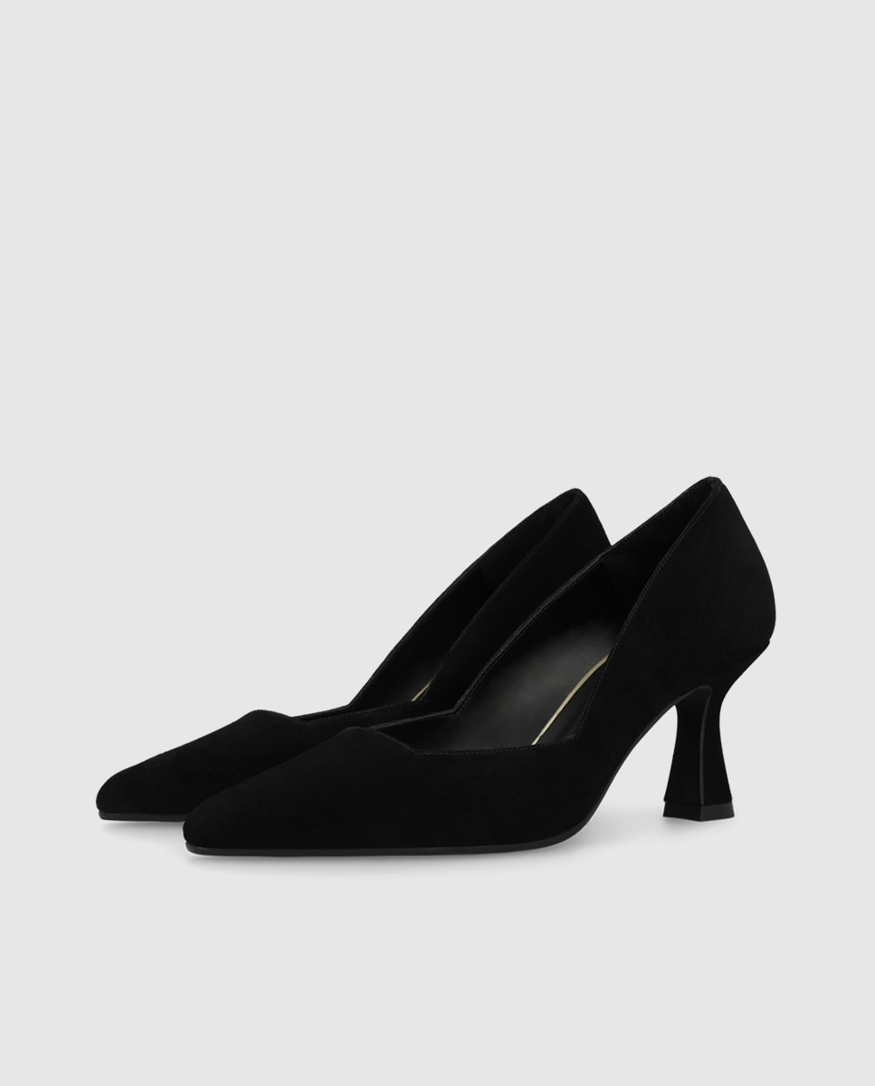 Zapatos de salón de mujer en ante y escote cuadrado - Lodi - Negro Negro-3
