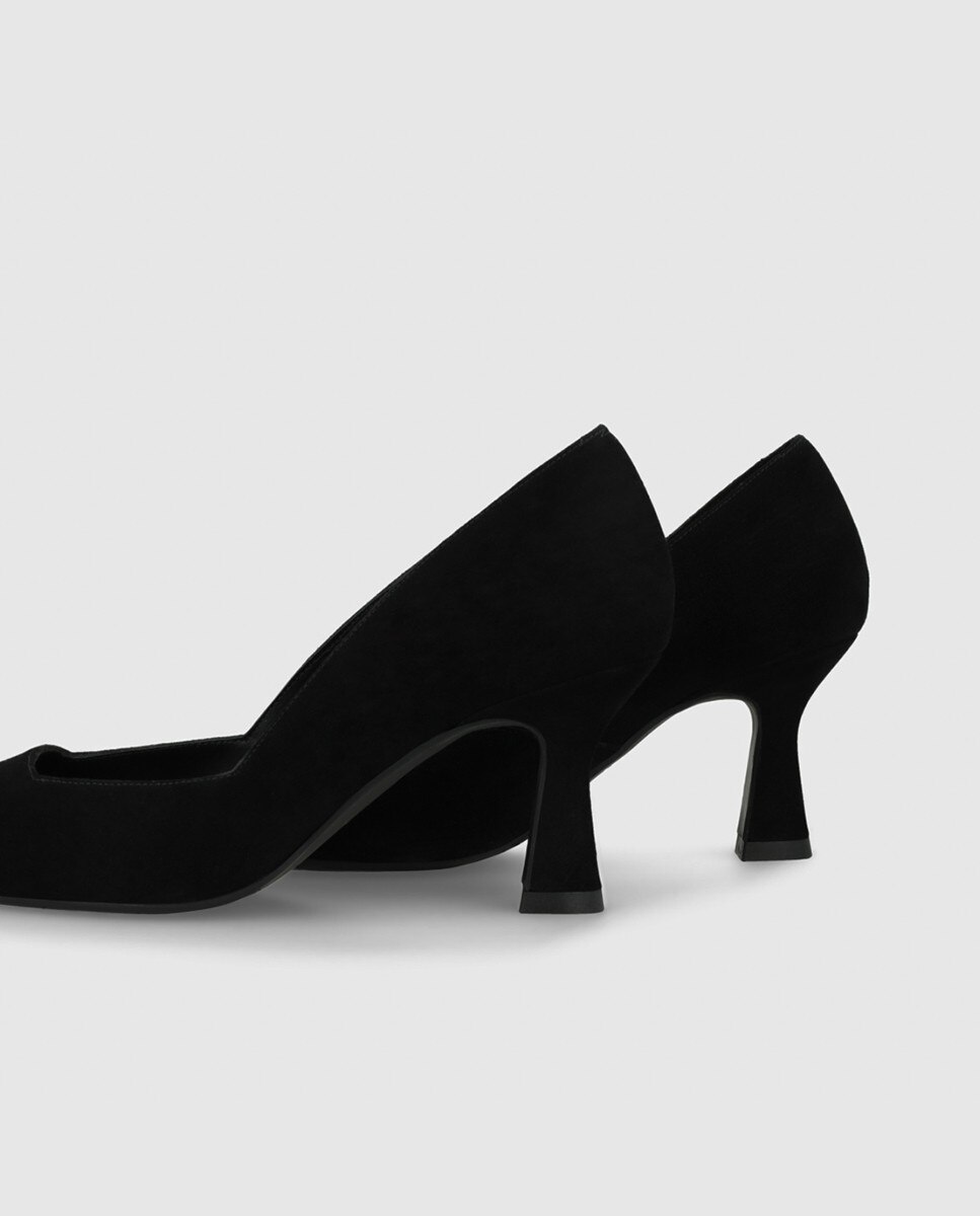 Zapatos de salón de mujer en ante y escote cuadrado - Lodi - Negro Negro-2