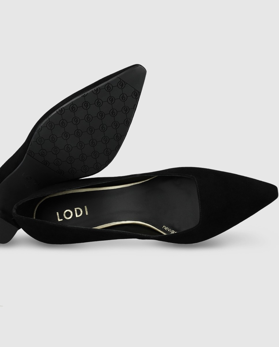 Zapatos de salón de mujer en ante y escote cuadrado - Lodi - Negro Negro-4