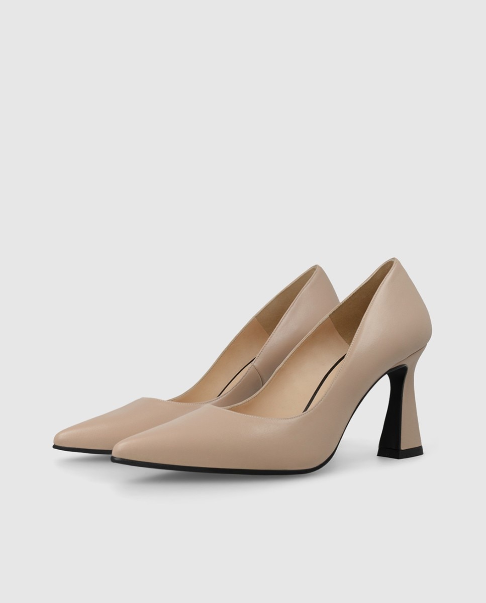 Zapatos de salón de mujer en piel con tacón geométrico - Lodi - Beige Beige-4