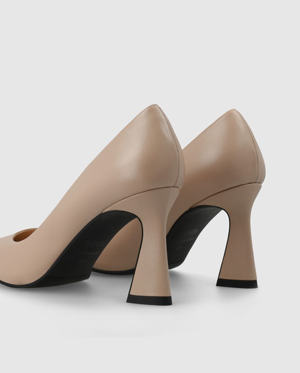 Zapatos de salón de mujer en piel con tacón geométrico - Lodi - Beige Beige-3