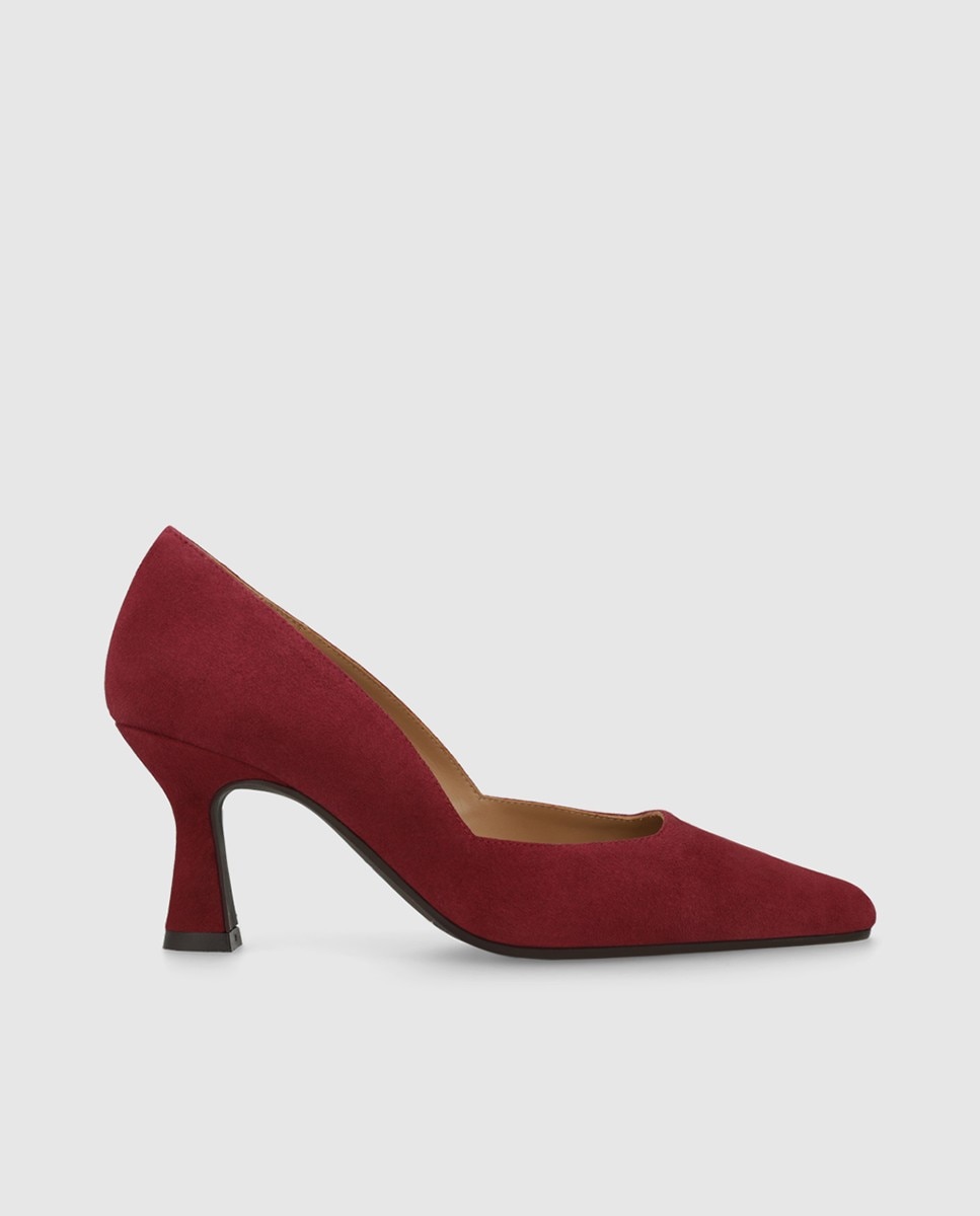 Zapatos de salón de mujer en ante y escote cuadrado - Lodi - Burdeos Burdeos-1
