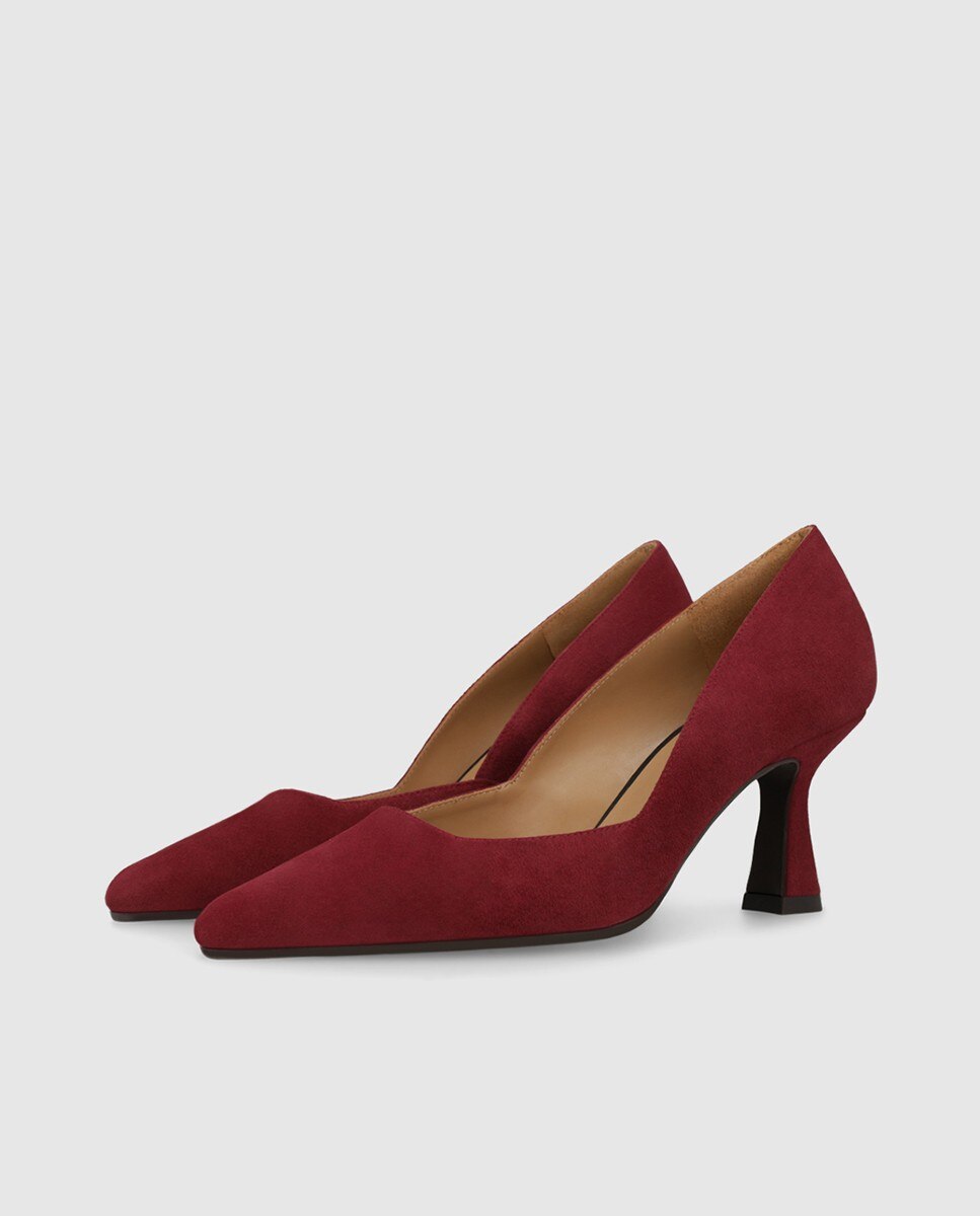 Zapatos de salón de mujer en ante y escote cuadrado - Lodi - Burdeos Burdeos-3
