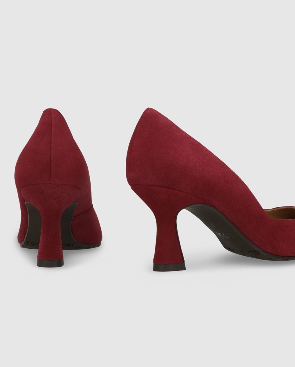 Zapatos de salón de mujer en ante y escote cuadrado - Lodi - Burdeos Burdeos-2
