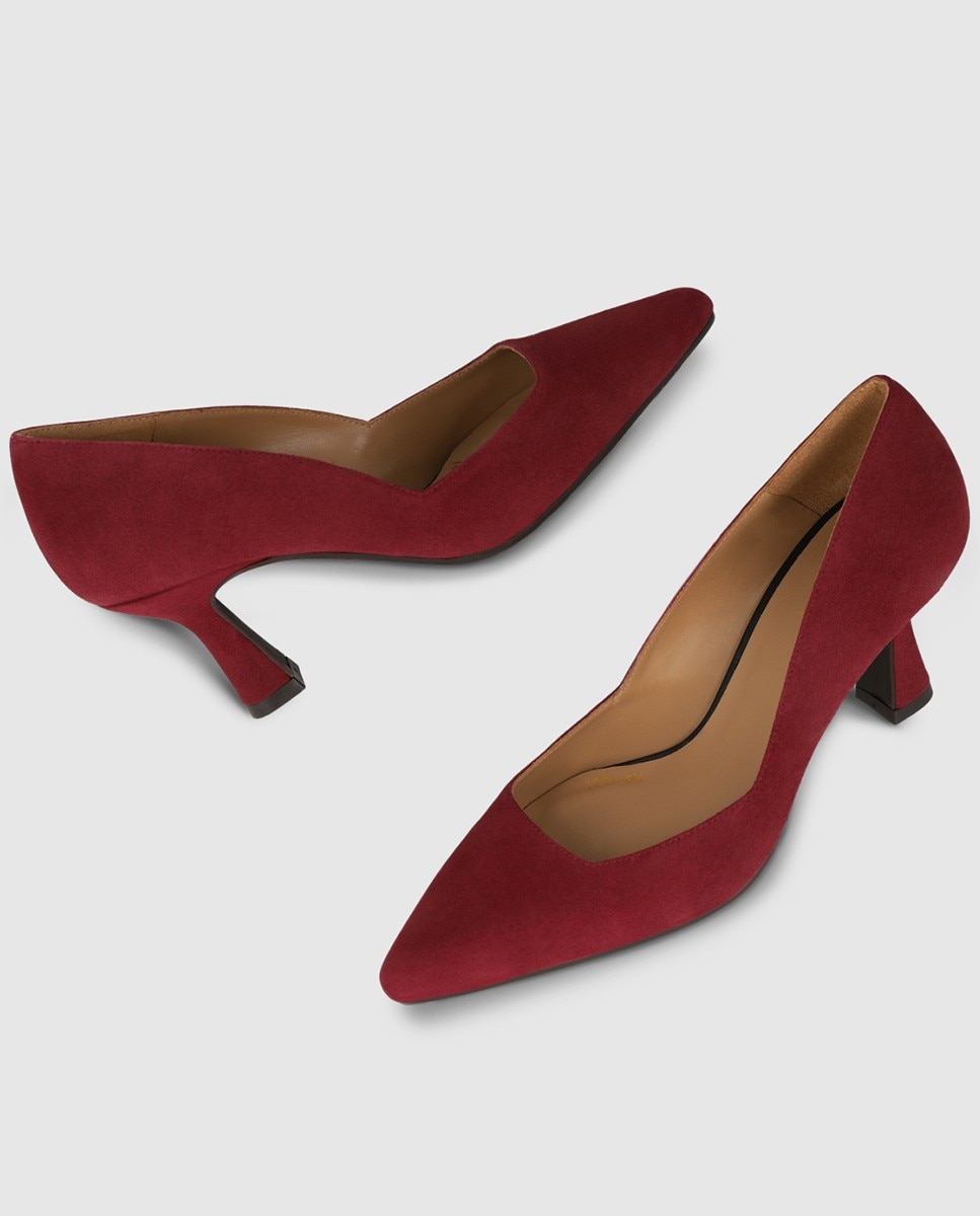 Zapatos de salón de mujer en ante y escote cuadrado - Lodi - Burdeos Burdeos-4