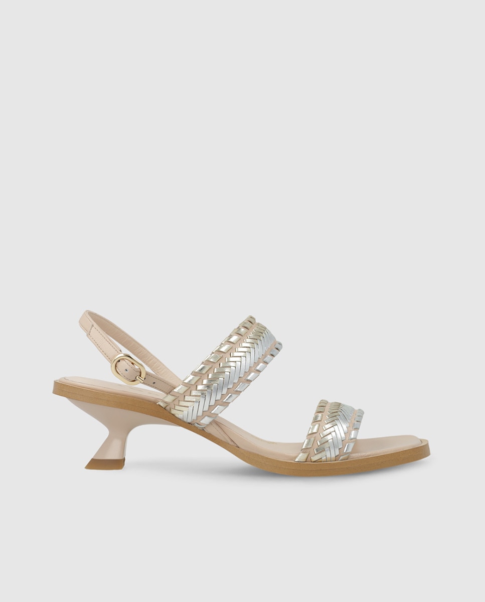 Sandalias de tacón de mujer en piel con trenzado - Lodi - Beige Beige-1