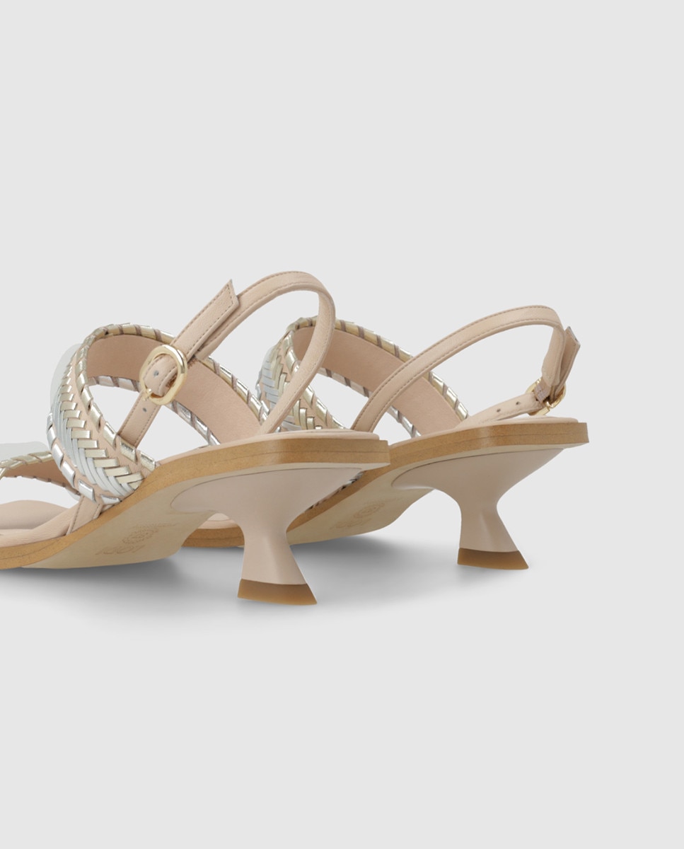 Sandalias de tacón de mujer en piel con trenzado - Lodi - Beige Beige-2